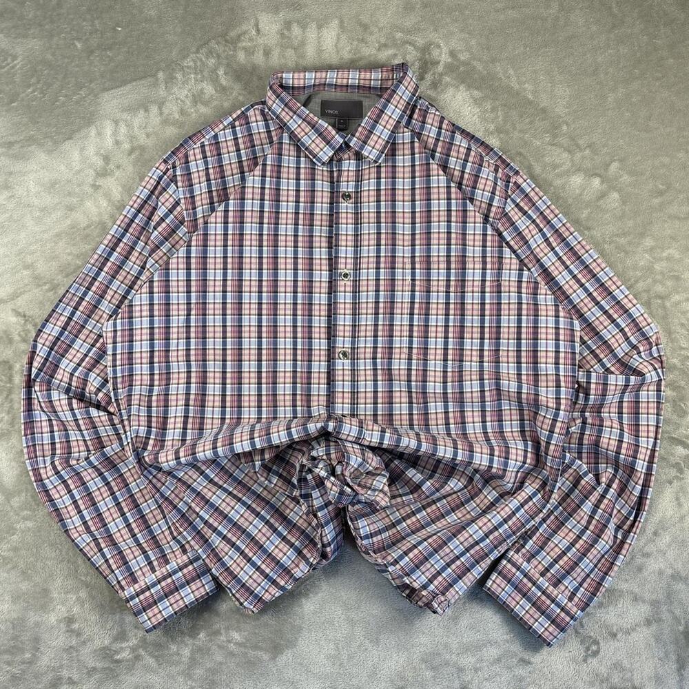 Vince Men’s Classic Fit Plaid Button-up Long-sleeve Shirt Size XL